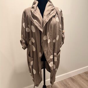 Taupe Polka Dot Lightweight Utility Jacket with Roll-Tab Sleeves